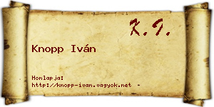 Knopp Iván névjegykártya