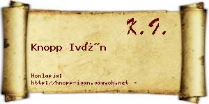 Knopp Iván névjegykártya
